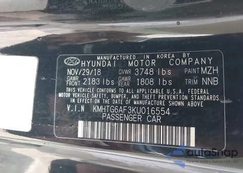 2019 Hyundai Veloster 2.0 z USA, uszkodzony, nr VIN KMHTG6AF3KU016554